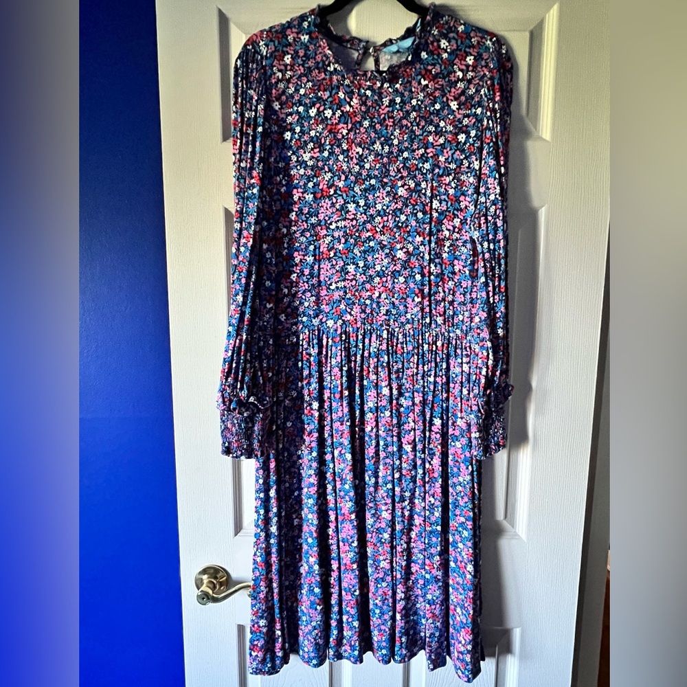 Draper James Blue Ditsy Floral Midi Dress - 1X